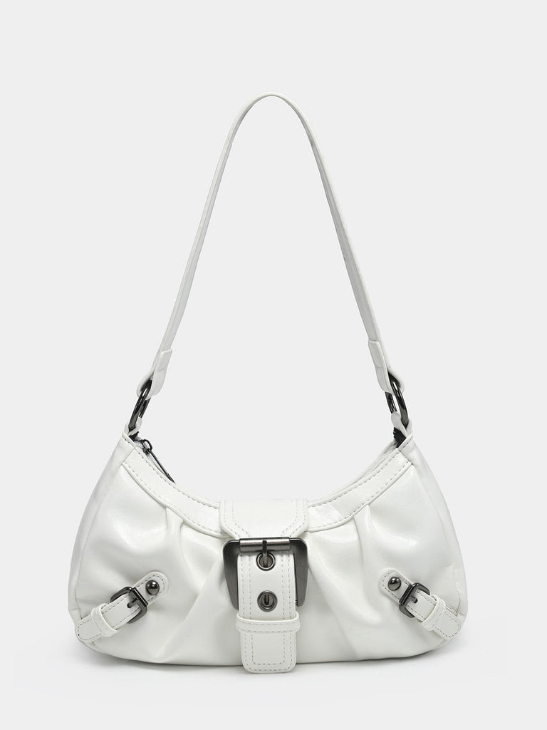 Vintage PU Leather Magnetic Closure Zipper Underarm Bag - vintage fashion, retro style