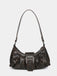 Vintage PU Leather Magnetic Closure Zipper Underarm Bag - vintage fashion, retro style