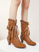 Vintage Leather Petal Edge Lace-Up Boots, vintage fashion, retro style - perfect for women who love vintage and retro fashion