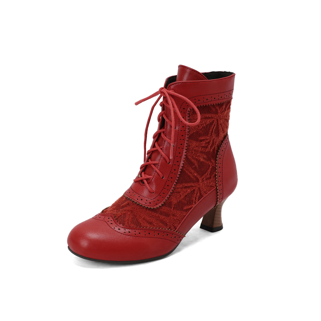 This Vintage Leather Solid Lace Heel Boots whispers 1950s secrets to those who notice