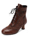 She finds her 1950s story in this Vintage Leather Solid Lace Heel Boots