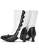 Vintage Leather Suede Button Mid Calf Boots, vintage fashion, retro style - perfect for women who love vintage and retro fashion