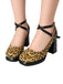 This Vintage Leopard Criss-Cross Buckle Chunky Heels whispers 1950s secrets to those who notice