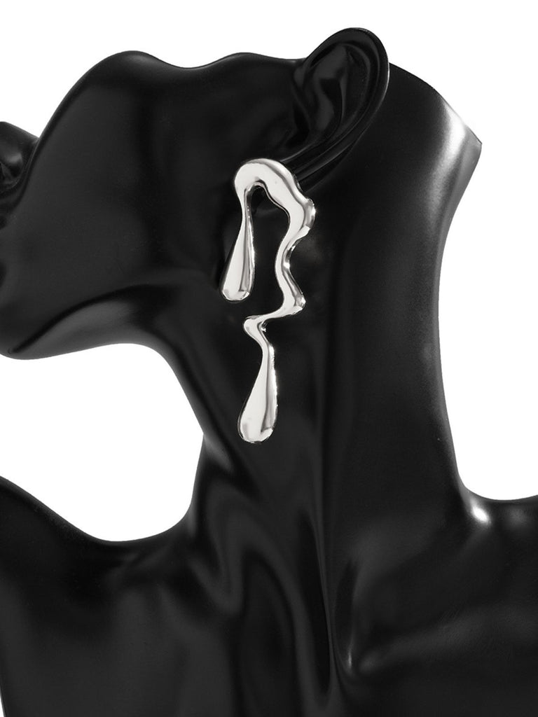 Vintage Liquid Metal Drop Stud Earrings - vintage fashion, retro style