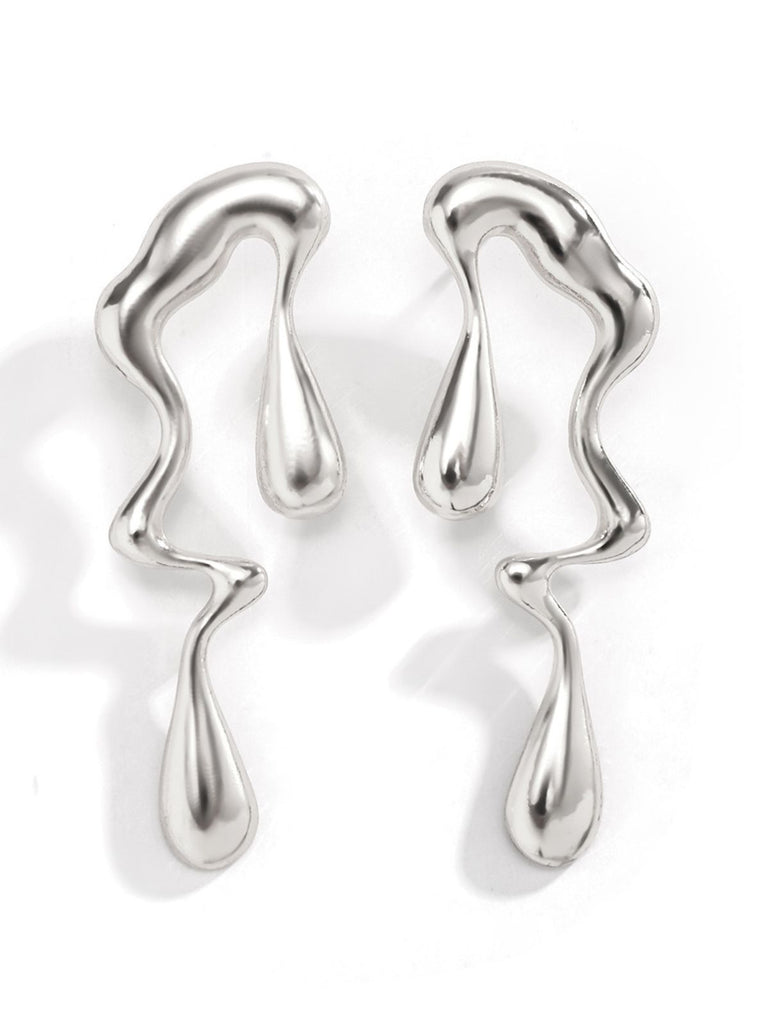 Vintage Liquid Metal Drop Stud Earrings - vintage fashion, retro style