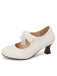 Vintage Mary Jane Lace Bow Heels - vintage shoes, retro heels