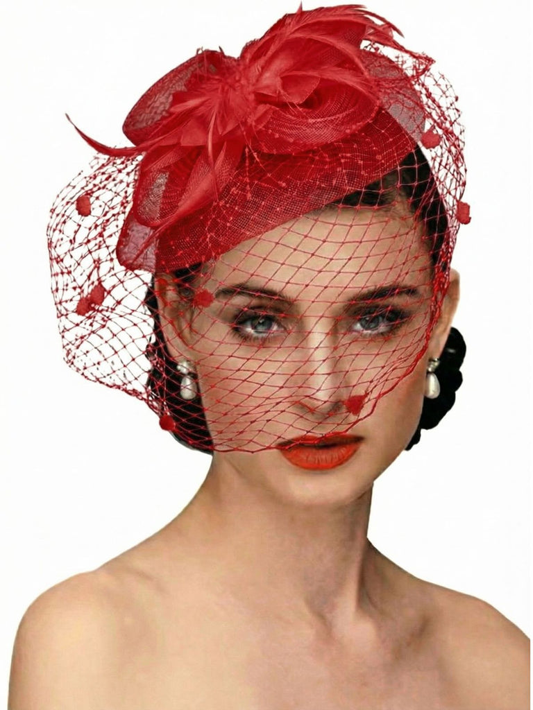 Vintage Mesh Feather Bow Hair Accessories - vintage fashion, retro style