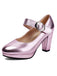 Vintage Metallic Color PU Leather Chunky Heels — 1950s vintage charm for her modern wardrobe