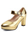 This Vintage Metallic Color PU Leather Chunky Heels whispers 1950s secrets to those who notice