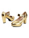Vintage Metallic Color PU Leather Chunky Heels — 1950s style that transcends decades