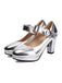 She finds her 1950s story in this Vintage Metallic Color PU Leather Chunky Heels