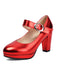 She finds her 1950s story in this Vintage Metallic Color PU Leather Chunky Heels