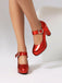 Vintage Metallic Color Leather Chunky | vintage shoes, retro heels