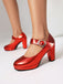 Vintage Metallic Color Leather Chunky | vintage shoes, retro heels