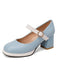 Vintage PU Round Toe Mary Janes Chunky Heels: timeless 1950s elegance she makes her own