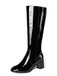 Vintage Patent Leather Block Heel Knee-High Boots - vintage shoes, retro heels