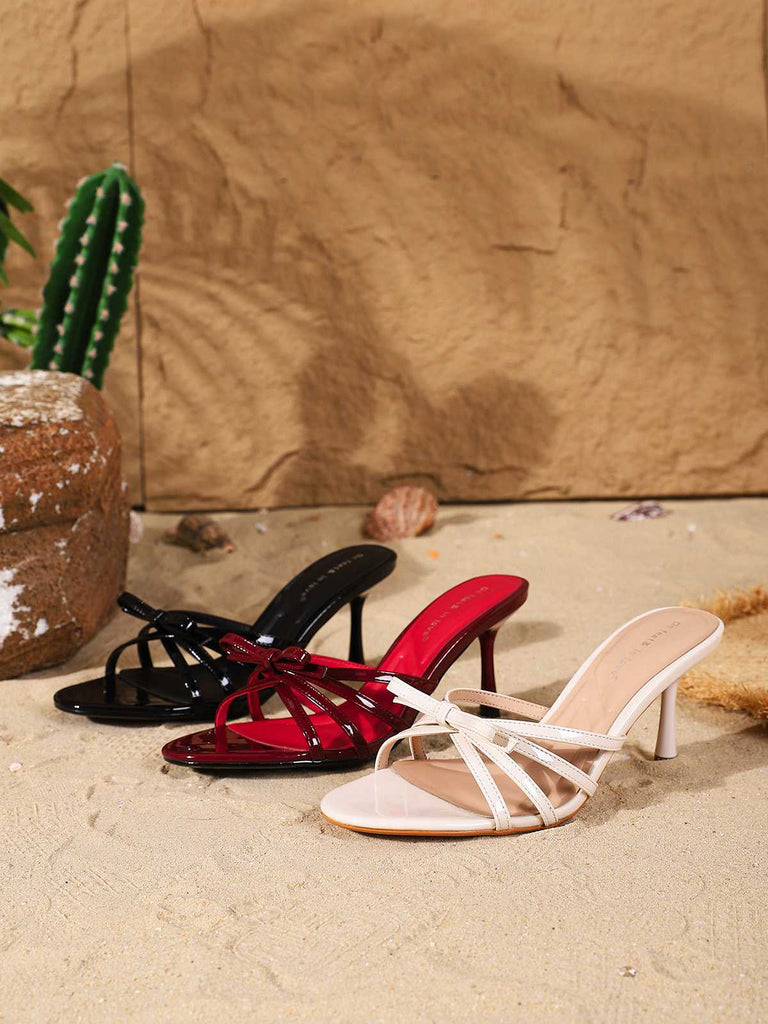 Vintage Patent Leather Strappy Bow High Heels: beautiful vintage fashion, retro style, classic elegance with timeless appeal
