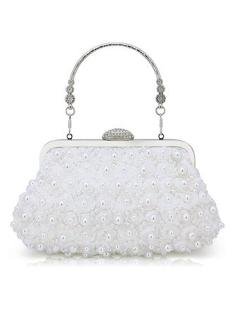 Vintage Pearl & 3D Flower Tote Bag - vintage fashion, retro style