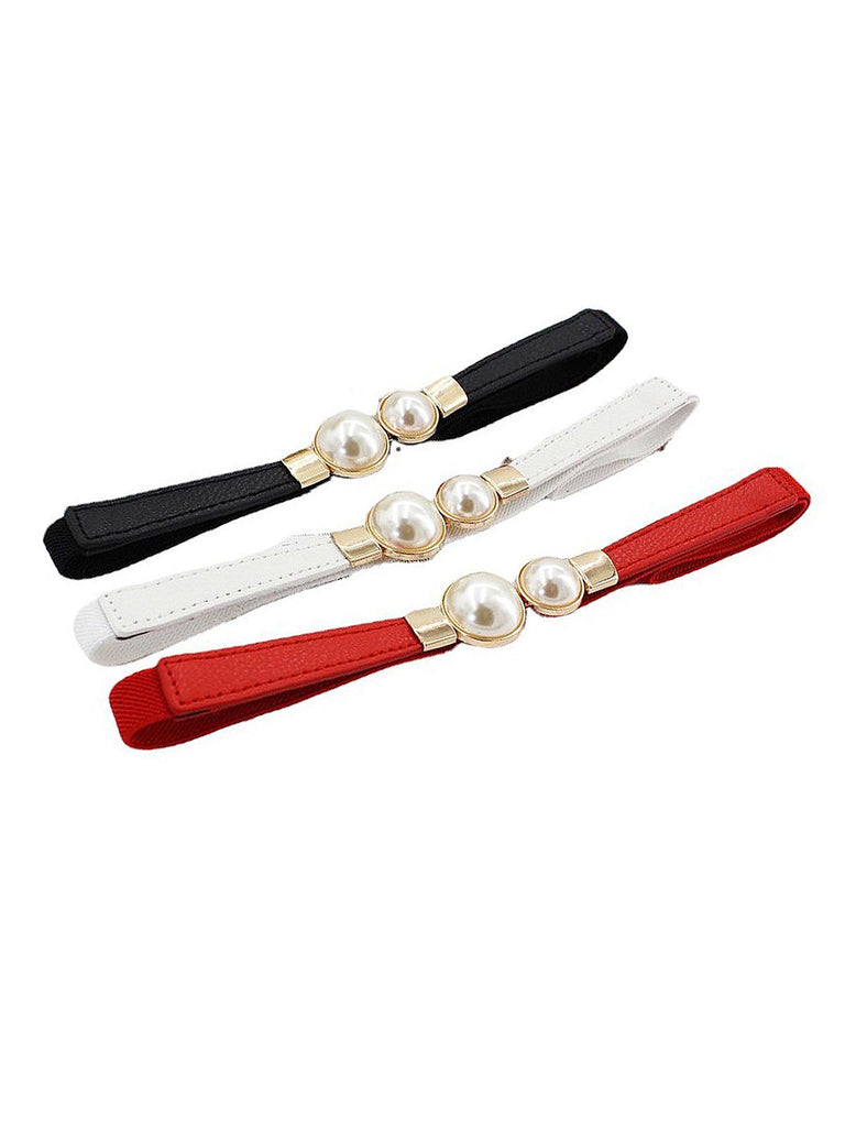 Vintage Pearl Buckle Thin Belt - vintage fashion, retro style