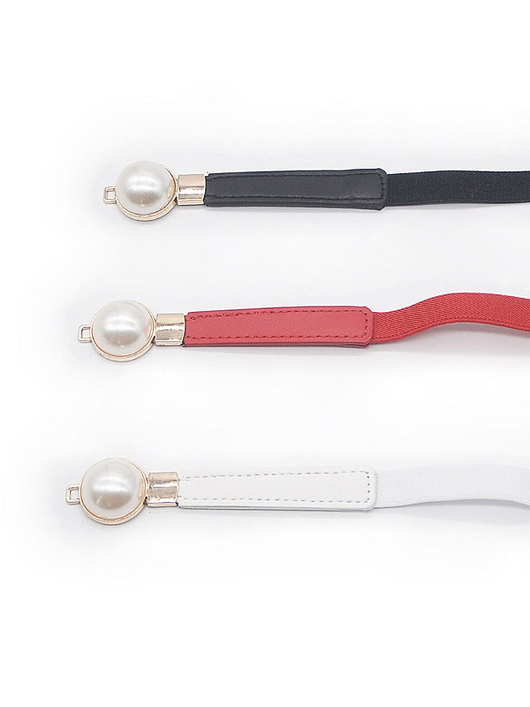 Vintage Pearl Buckle Thin Belt - vintage fashion, retro style
