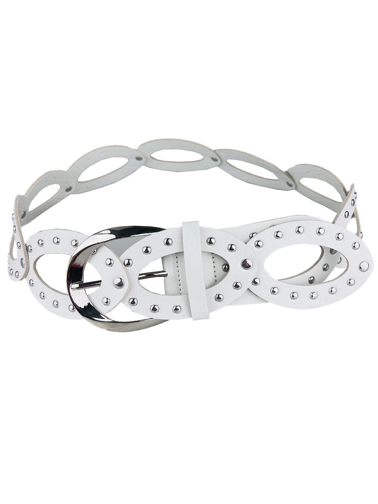 Vintage Punk Hollow Ring Rivet Belt - vintage fashion, retro style