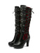 Vintage Punk Lace-Up Lace High Heel Boots - vintage shoes, retro heels