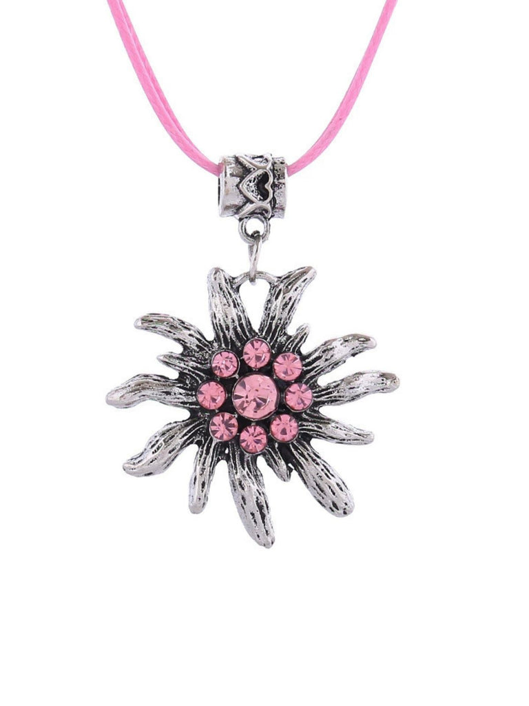 Vintage Rhinestone Edelweiss Dangle Necklace - vintage fashion, retro style