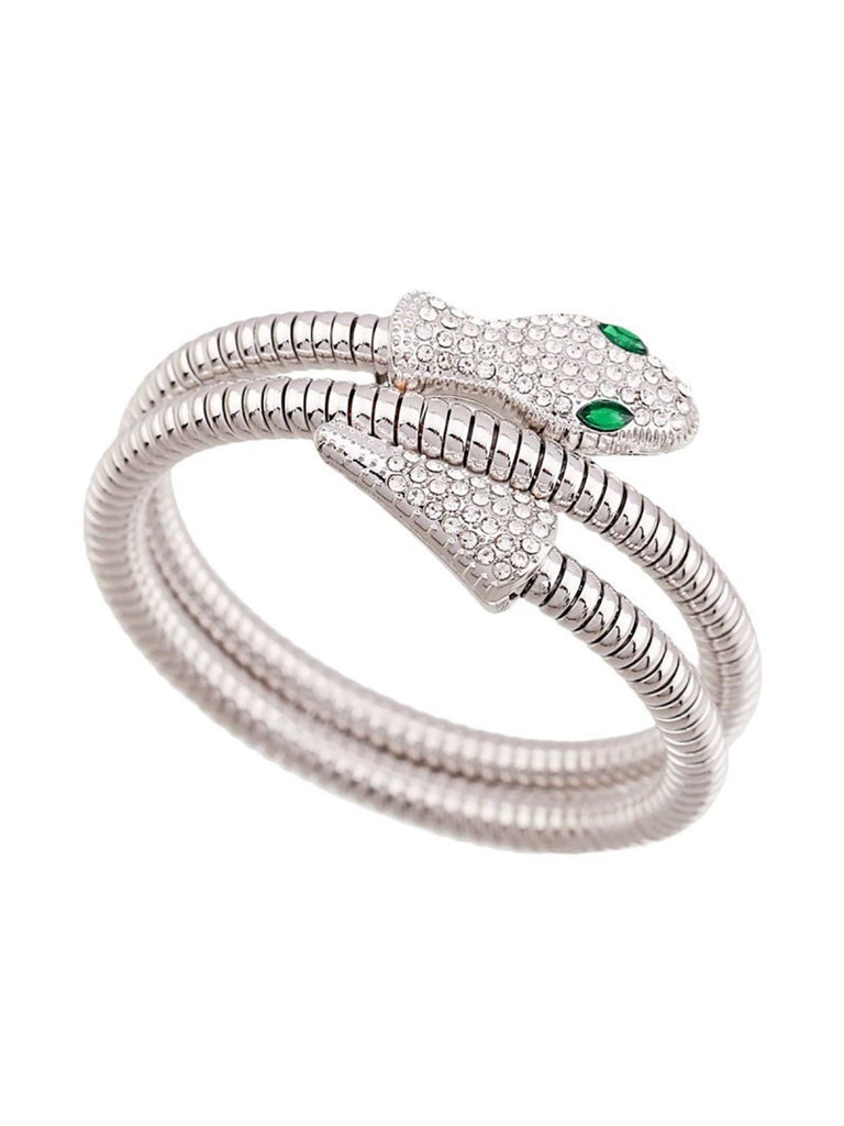 Vintage Rhinestone Snake Alloy Bangle Bracelet - vintage fashion, retro style