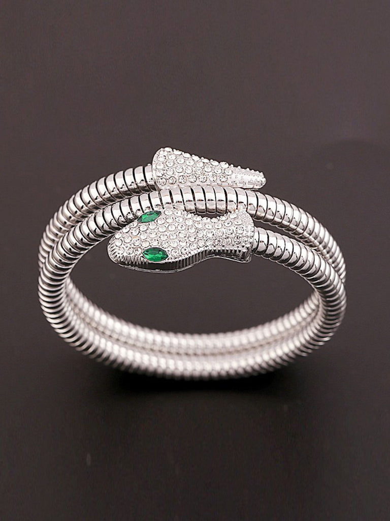 Vintage Rhinestone Snake Alloy Bangle Bracelet - vintage fashion, retro style