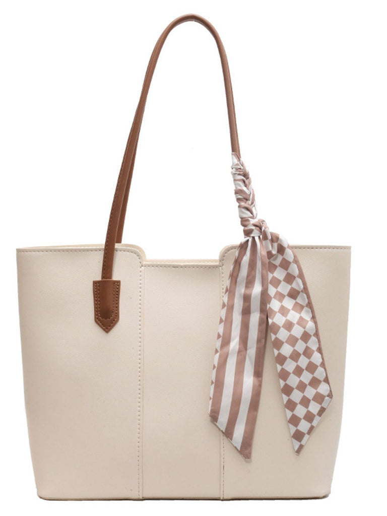 Vintage Scarf-Tied Shoulder Tote Bag - vintage fashion, retro style