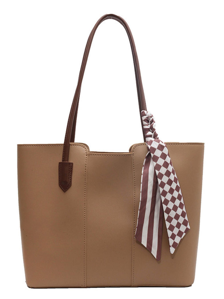 Vintage Scarf-Tied Shoulder Tote Bag - vintage fashion, retro style