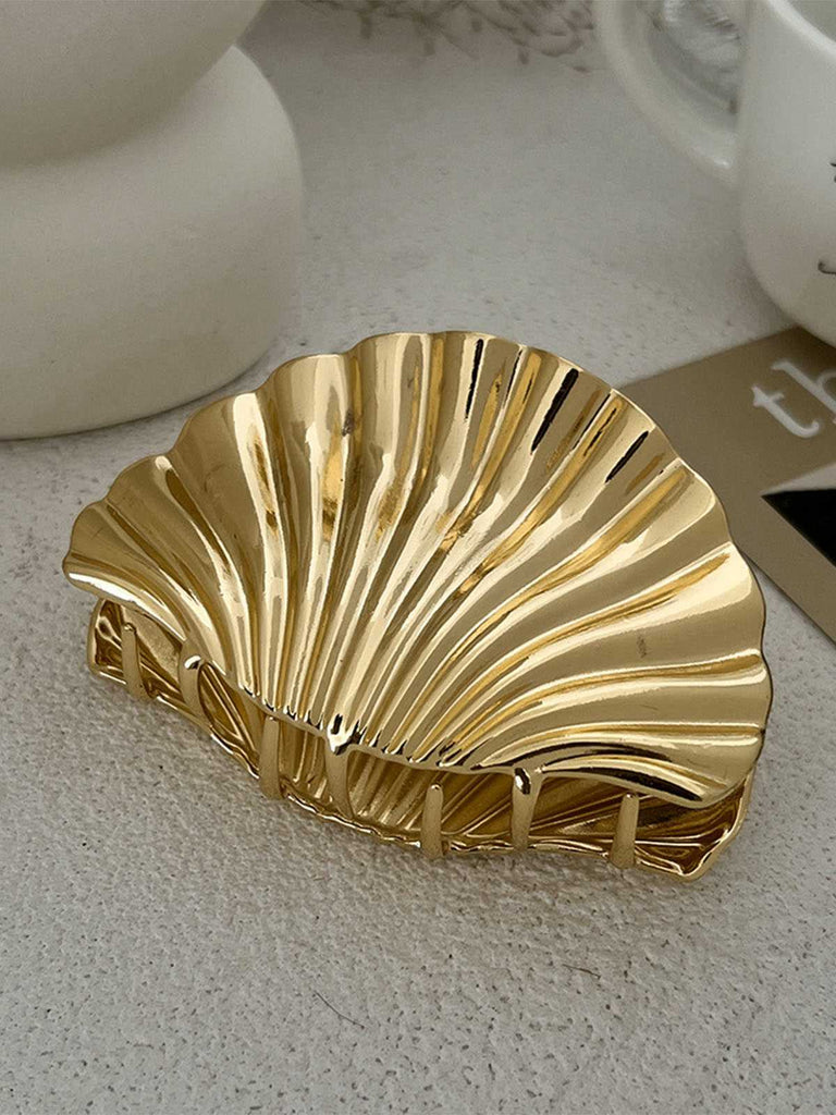 Vintage Shell Shape Metal Hair Clutch - vintage fashion, retro style