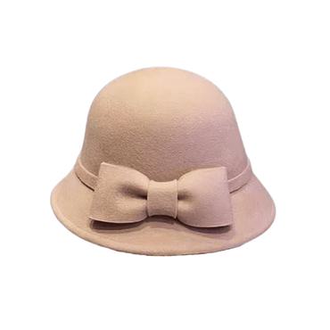 Vintage Solid Faux Wool Bowknot Cloche Hat - vintage fashion, retro style