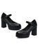 Vintage Solid Round Toe Buckle Chunky Heels - vintage shoes, retro heels