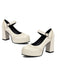 Vintage Solid Round Toe Buckle Chunky Heels - vintage shoes, retro heels