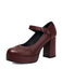 Vintage Solid Round Toe Buckle Chunky Heels - vintage shoes, retro heels