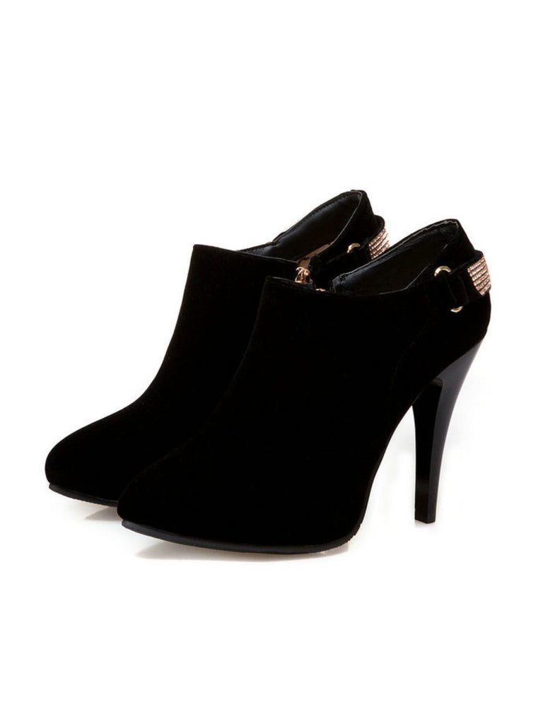 Vintage Solid Velvet Pointed Toe Stiletto Heels - vintage shoes, retro heels