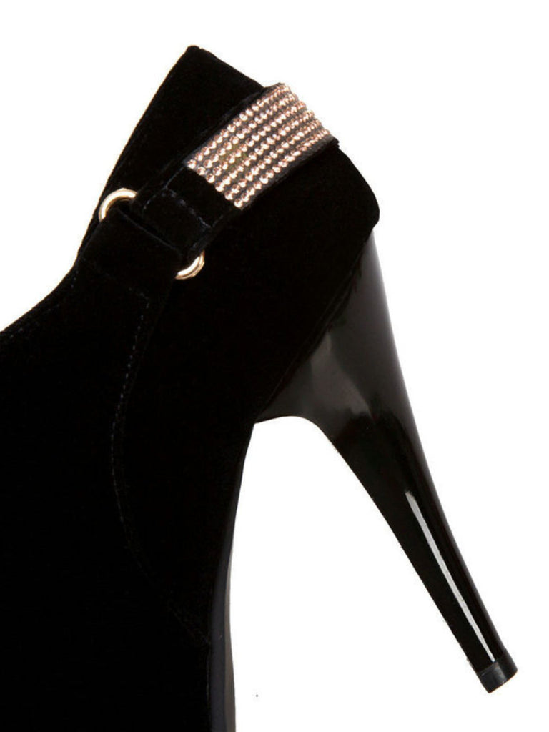 Vintage Solid Velvet Pointed Toe Stiletto Heels - vintage shoes, retro heels