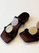 Black Open Toe Roman Flat Sandals