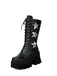 Vintage Steampunk Star Print Platform Mid-Calf Boots - vintage fashion, retro style