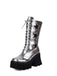 Vintage Steampunk Star Print Platform Mid-Calf Boots - vintage fashion, retro style