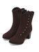 Vintage Suede Faux Fur Lining Studded Mid-Calf Boots - vintage fashion, retro style