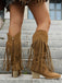 Vintage Tassel Chunky High-heeled Boots - vintage shoes, retro heels