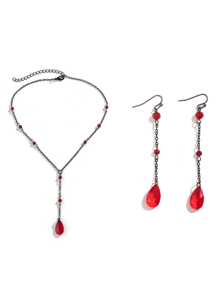 Vintage Teardrop Chain Punk Earrings & Necklace - vintage fashion, retro style