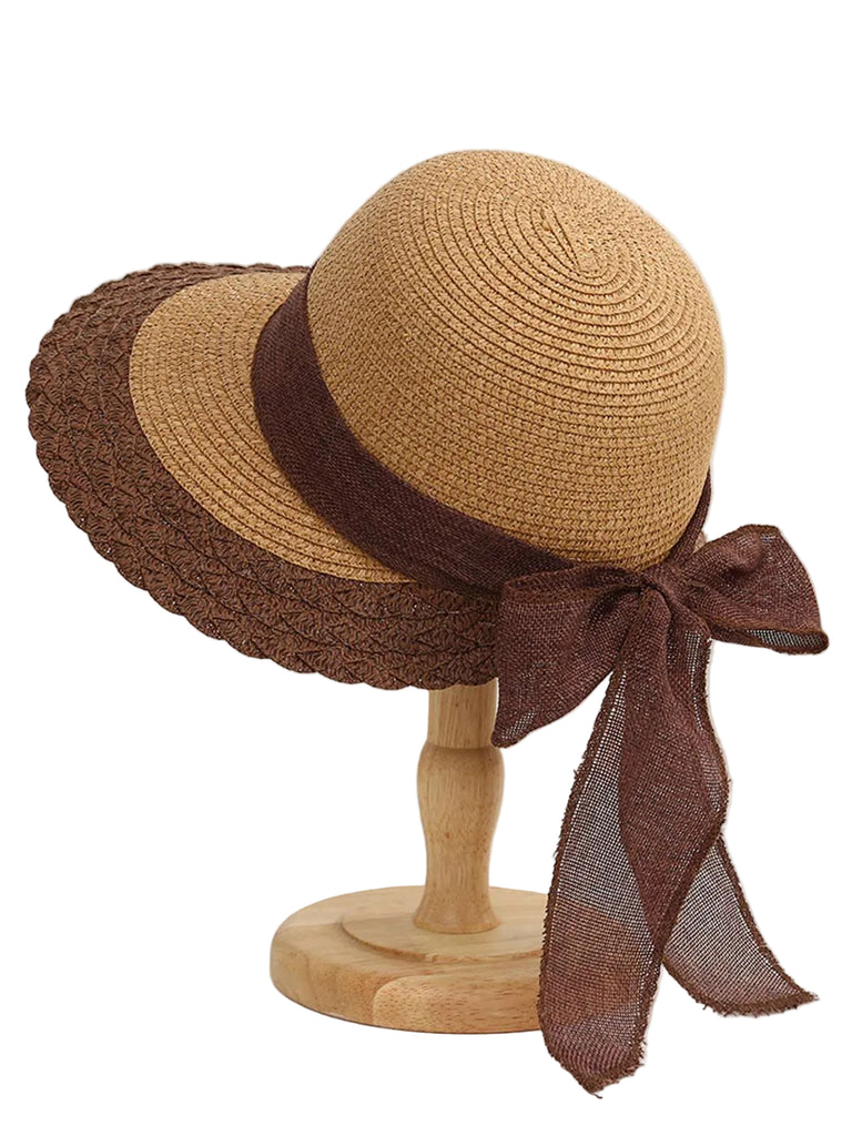 Vintage Two-Tone Straw Sun Hat - vintage fashion, retro style