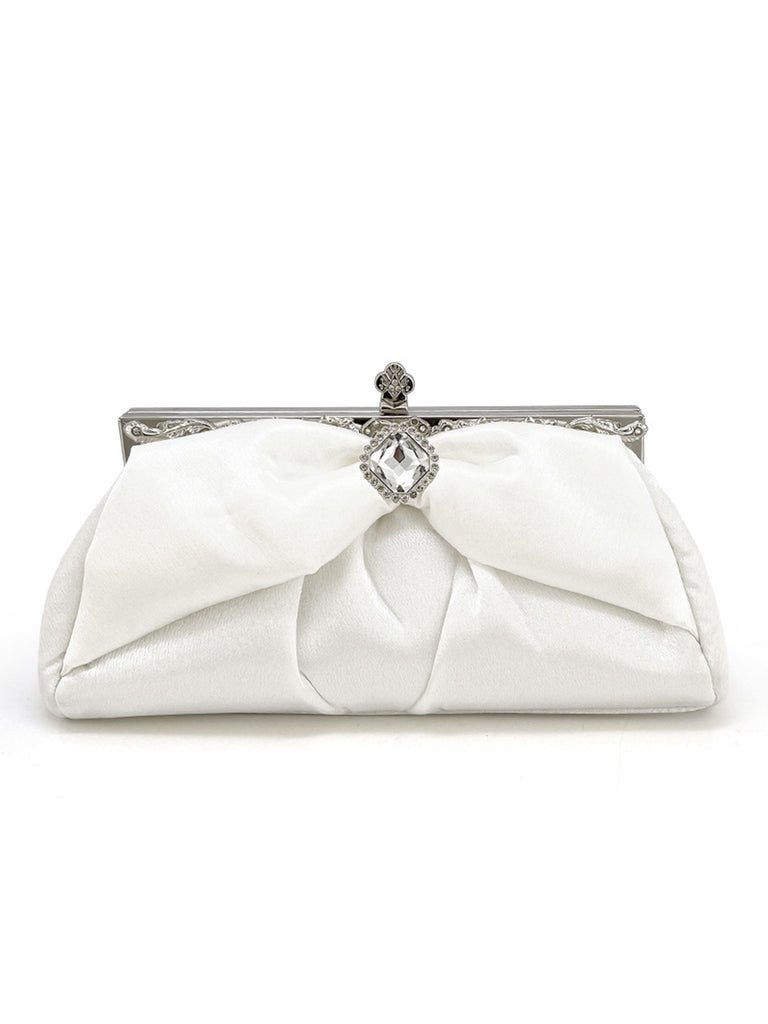 Vintage White Pleated Evening Clutch Bag - vintage fashion, retro style, pure white