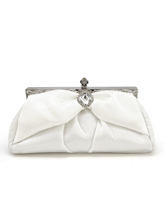 Vintage White Pleated Evening Clutch Bag - vintage fashion, retro style, pure white
