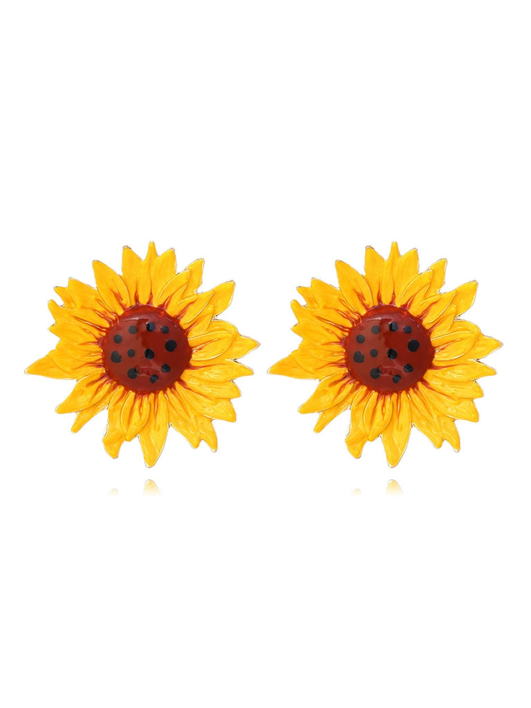 Vintage Yellow Sunflower Earrings: 1950s detail work for the woman who notices