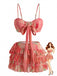 3PCS Watermelon Red 1960s Bikini Set & Tiered Ruffle Cover-up - vintage swimsuit, pin-up swimwear for vintage lovers