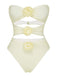 White 1930S 3D Flowers Hollow Bandeau Swimsuit, vintage swimsuit, pin-up swimwear - perfect for women who love vintage and retro fashion